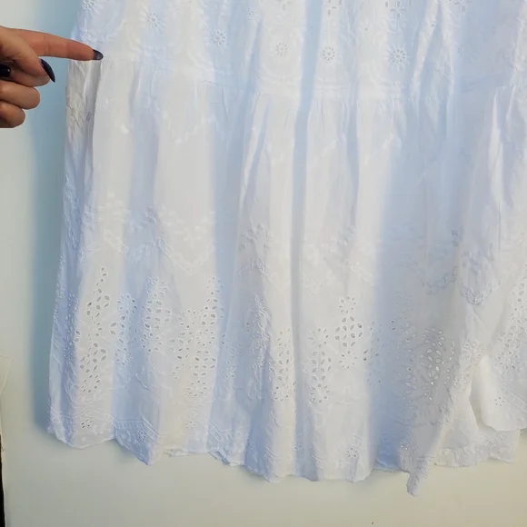 Sundance Boho Eyelet Skirt Embroidered Tiered  Size L - Like NEW 'Bastilla' - Picture 7 of 16